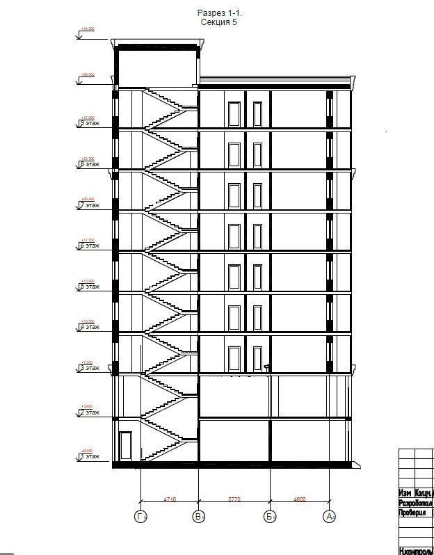 assets/images/ebdbc998aa5f53068250db56701bbc3d.jpg Жилой дом в г.Магас. Сейсмичность 9б.-Разрез поперечный